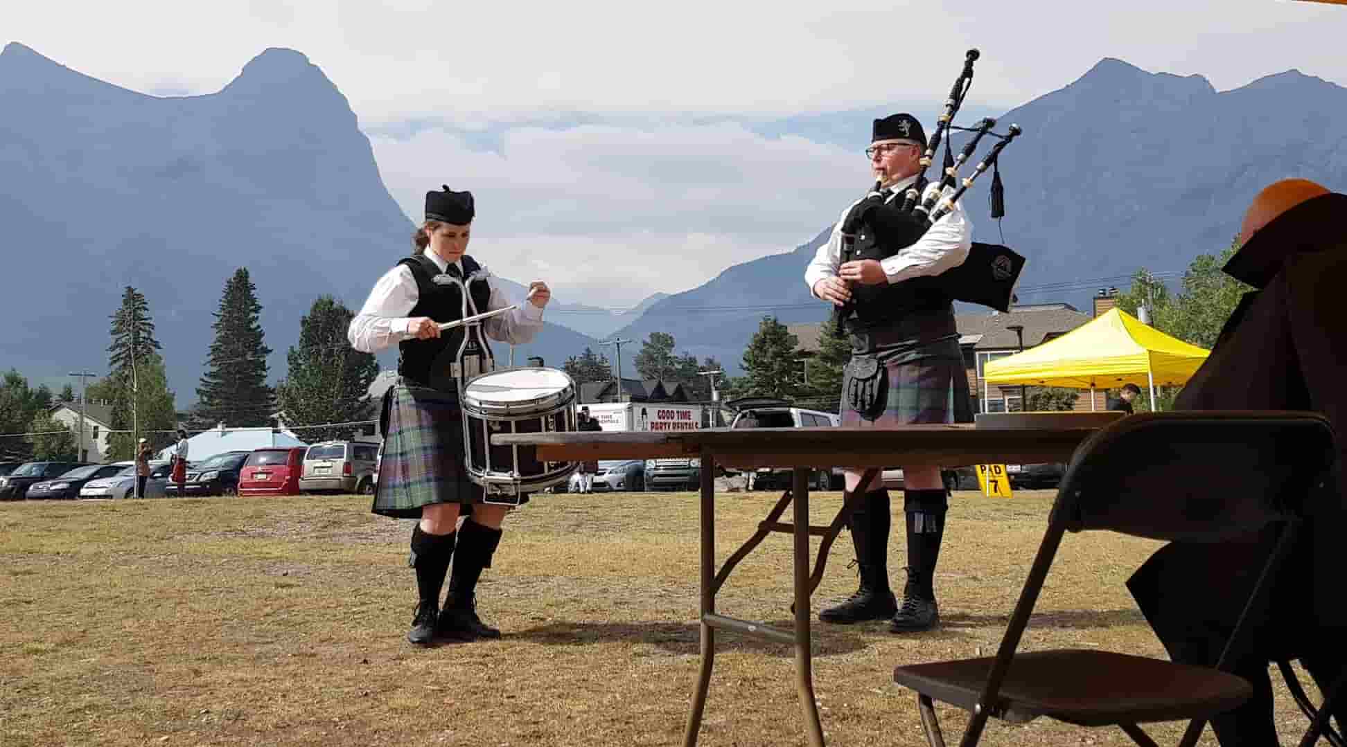 Elizabeth drumming for Rocky Mountain Pipe Band.